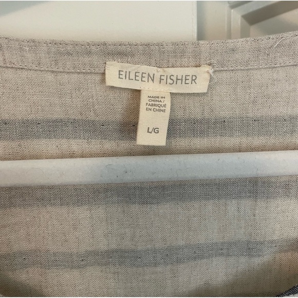Eileen Fisher striped boxy boatneck linen and organic cotton top size large - Picture 3 of 8